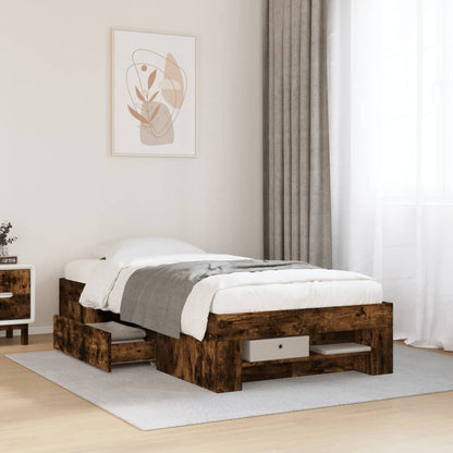 Bed Frame without Mattress Smoked Oak 100x200 cm Engineered Wood