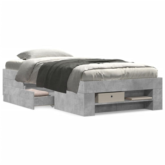 Bed Frame without Mattress Concrete Grey 90x200cm Engineered Wood