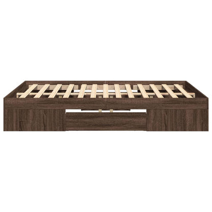 Bed Frame without Mattress Brown Oak 140x190 cm Engineered Wood