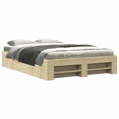 Bed Frame without Mattress Sonoma Oak 135x190 cm Double Engineered Wood