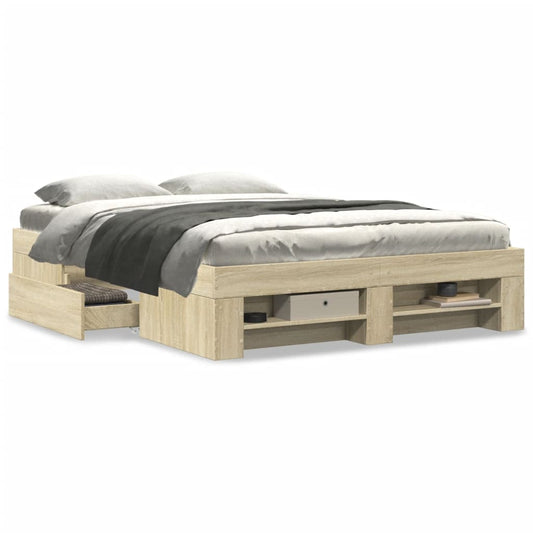 Bed Frame without Mattress Sonoma Oak 135x190 cm Double Engineered Wood