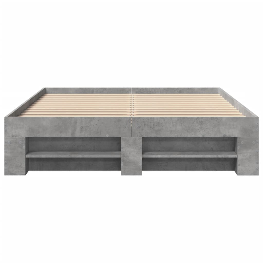 Bed Frame without Mattress Concrete Grey 135x190cm Engineered Wood
