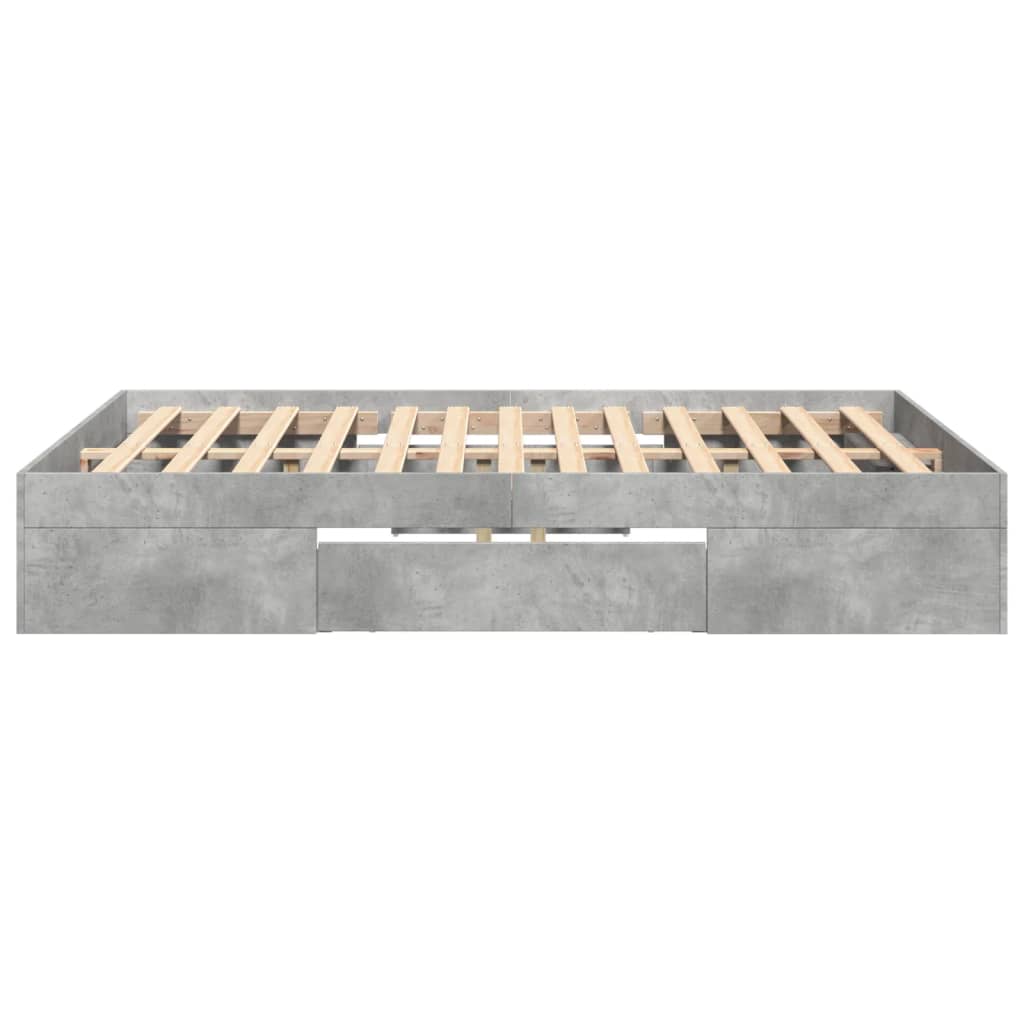 Bed Frame without Mattress Concrete Grey 135x190cm Engineered Wood