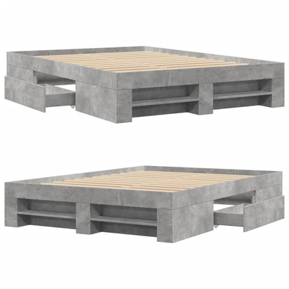 Bed Frame without Mattress Concrete Grey 135x190cm Engineered Wood