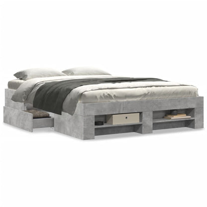 Bed Frame without Mattress Concrete Grey 135x190cm Engineered Wood