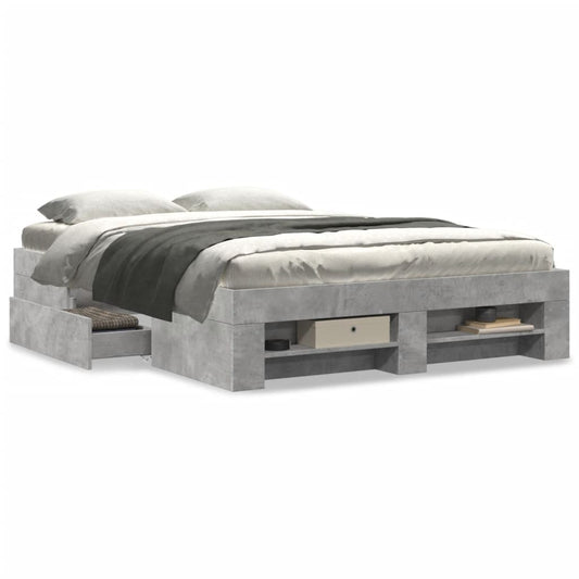 Bed Frame without Mattress Concrete Grey 135x190cm Engineered Wood