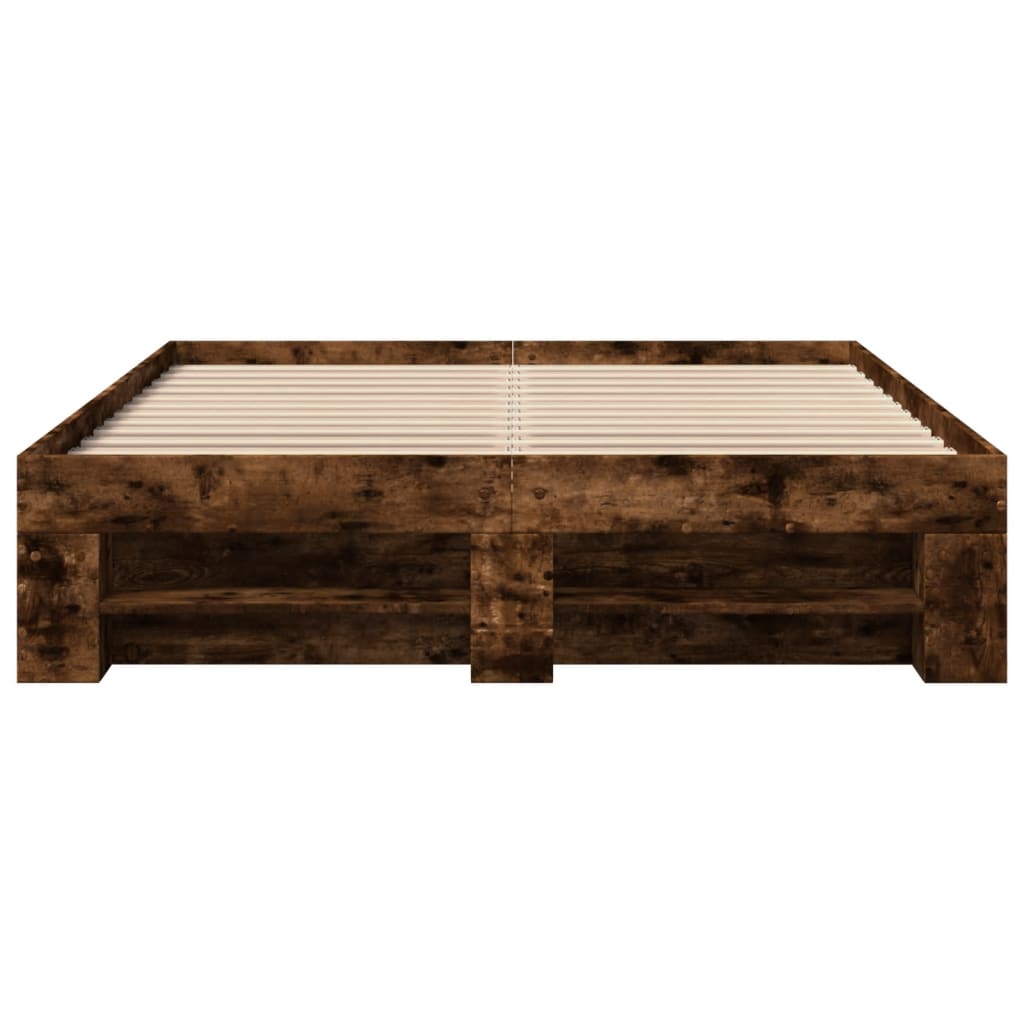 Bed Frame without Mattress Smoked Oak 135x190 cm Double Engineered Wood