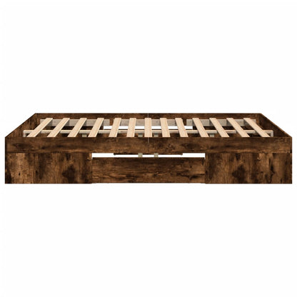 Bed Frame without Mattress Smoked Oak 135x190 cm Double Engineered Wood