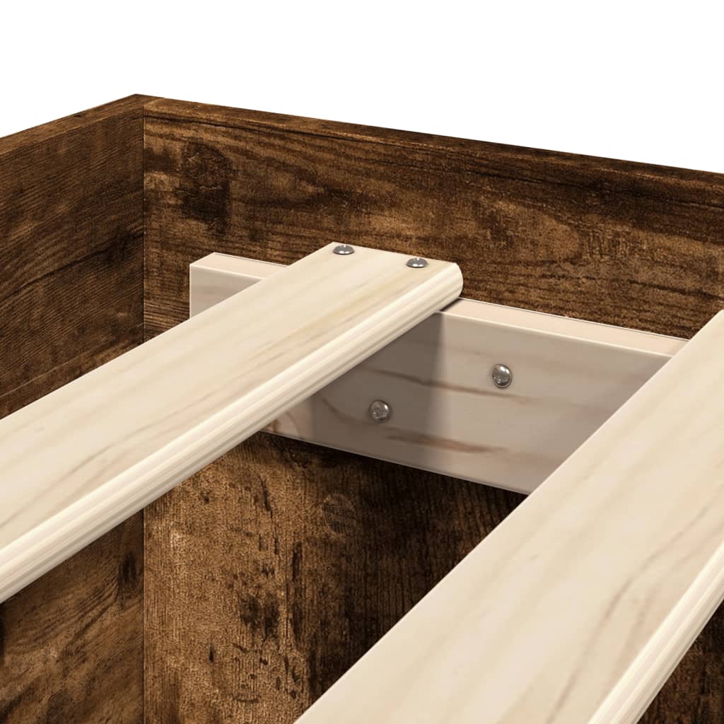 Bed Frame without Mattress Smoked Oak 135x190 cm Double Engineered Wood