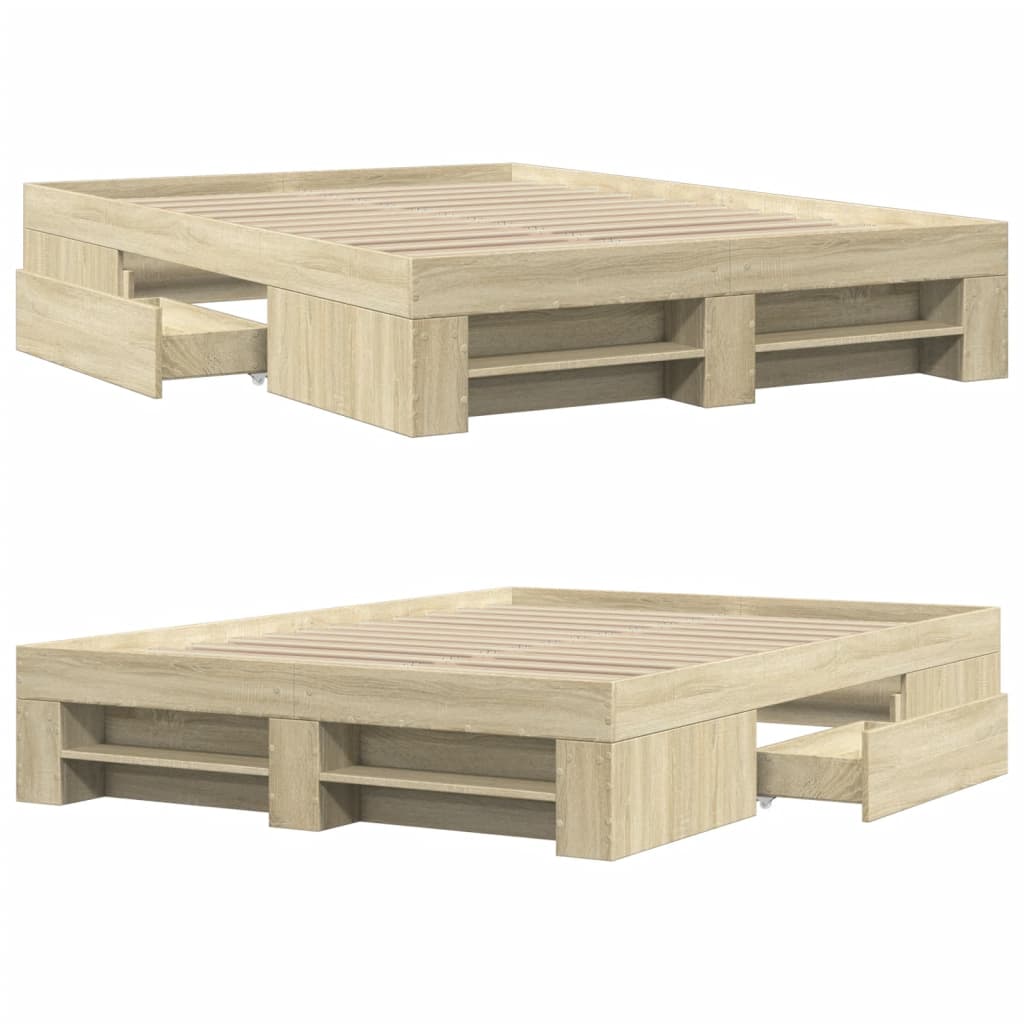 Bed Frame without Mattress Sonoma Oak 120x190 cm Small Double Engineered Wood