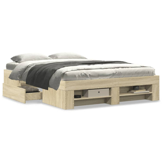 Bed Frame without Mattress Sonoma Oak 120x190 cm Small Double Engineered Wood