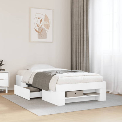 Bed Frame without Mattress White 90x190 cm Single Engineered Wood