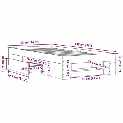 Bed Frame without Mattress White 90x190 cm Single Engineered Wood