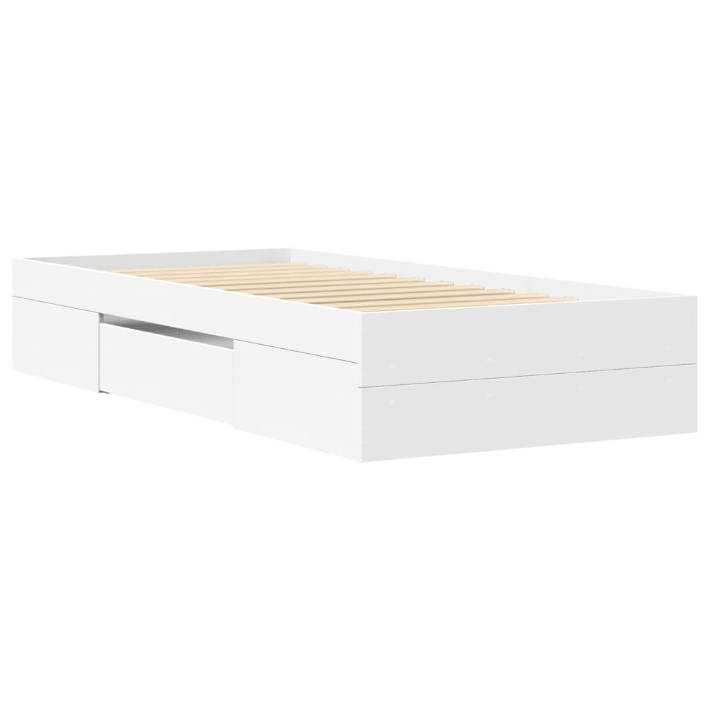 Bed Frame without Mattress White 75x190 cm Small Single Engineered Wood
