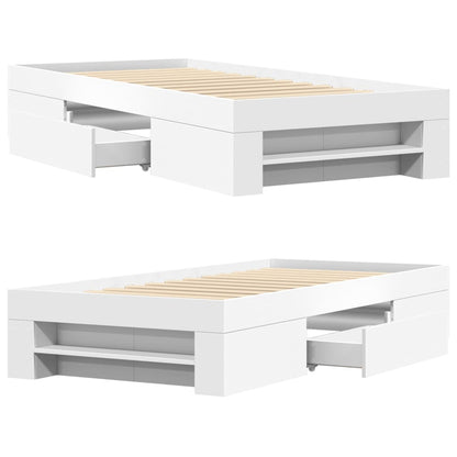 Bed Frame without Mattress White 75x190 cm Small Single Engineered Wood