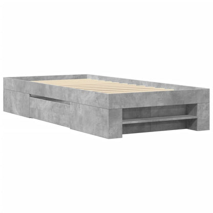 Bed Frame without Mattress Concrete Grey 75x190cm Engineered Wood