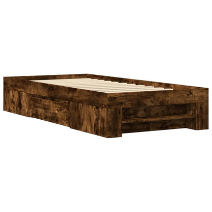 Bed Frame without Mattress Smoked Oak 75x190 cm Small Single Engineered Wood
