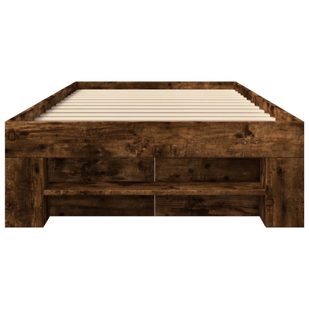 Bed Frame without Mattress Smoked Oak 75x190 cm Small Single Engineered Wood