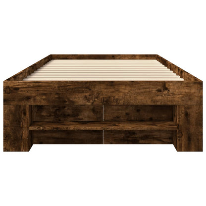 Bed Frame without Mattress Smoked Oak 75x190 cm Small Single Engineered Wood