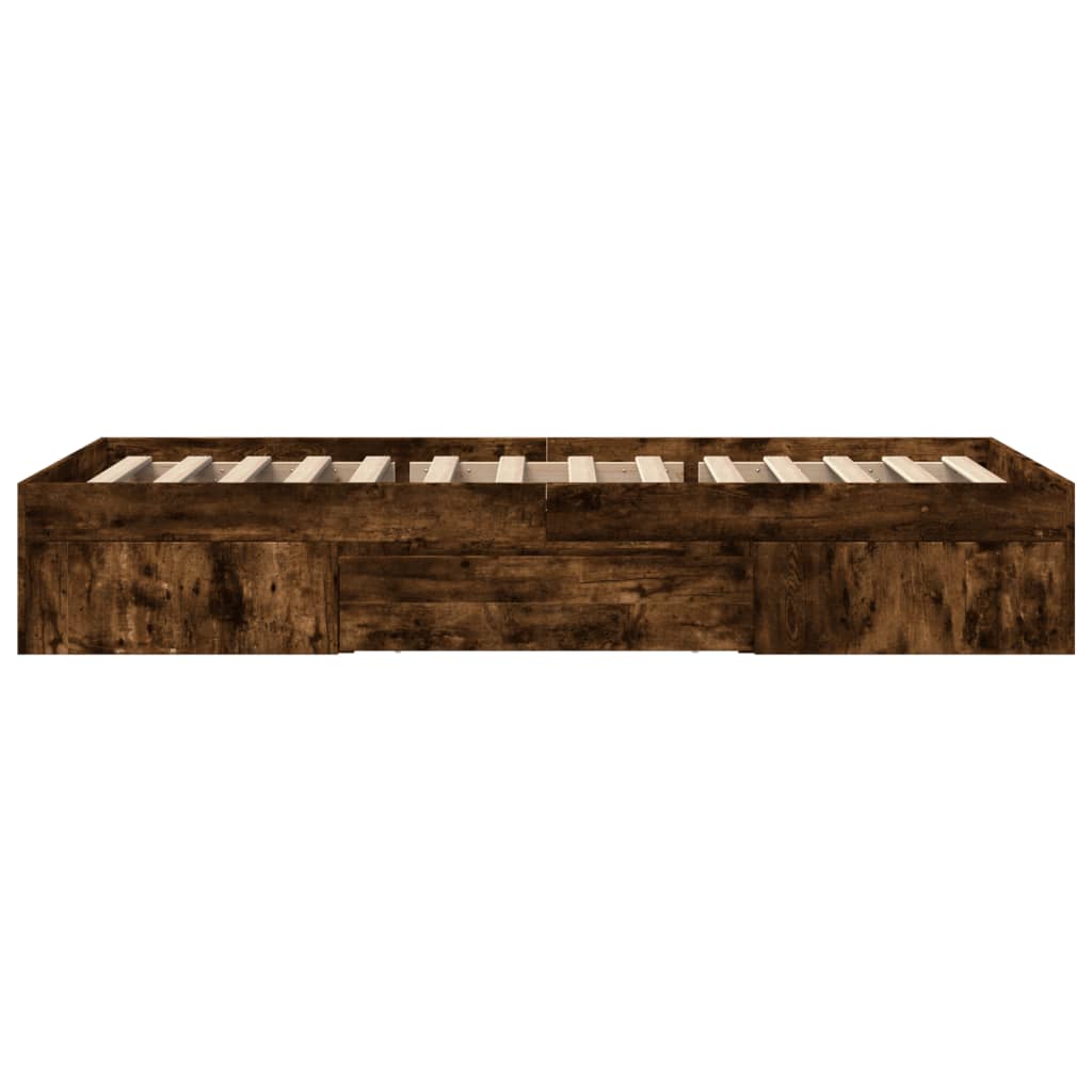Bed Frame without Mattress Smoked Oak 75x190 cm Small Single Engineered Wood