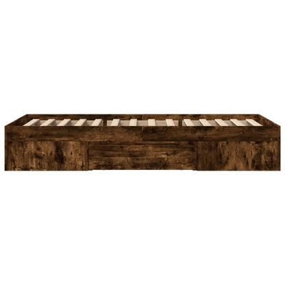 Bed Frame without Mattress Smoked Oak 75x190 cm Small Single Engineered Wood