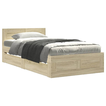 Bed Frame with Headboard without Mattress Sonoma Oak 100x200 cm