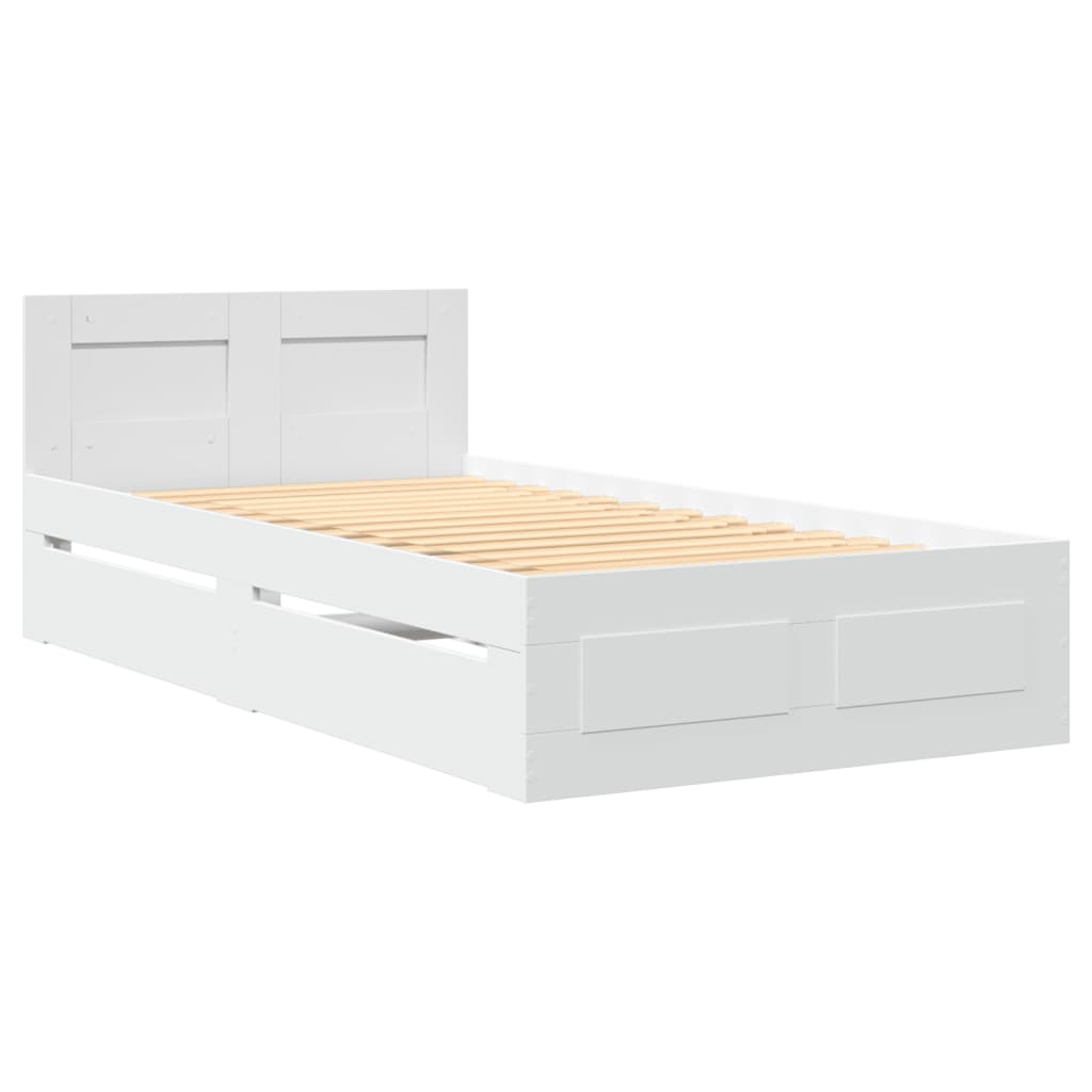 Bed Frame with Headboard without Mattress White 90x200 cm