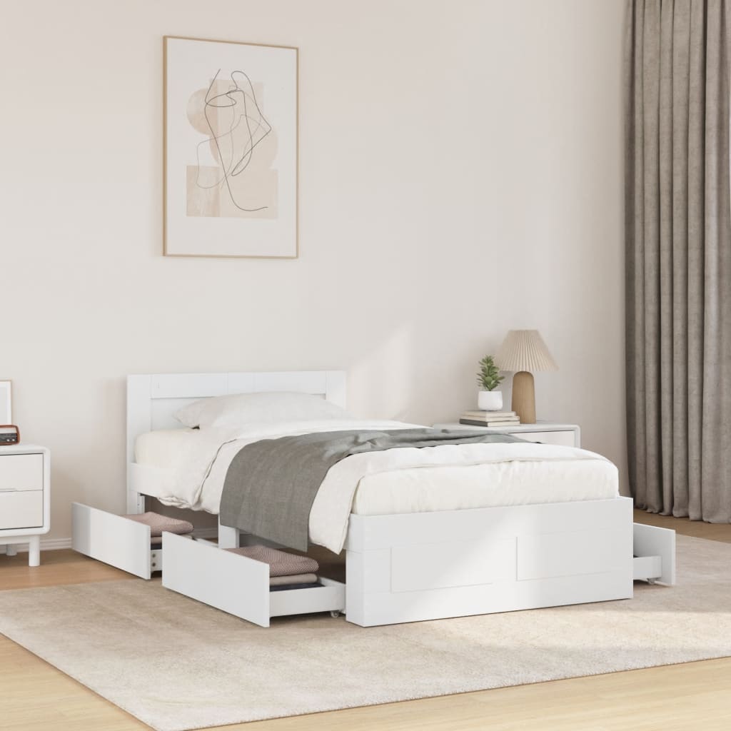 Bed Frame with Headboard without Mattress White 90x200 cm