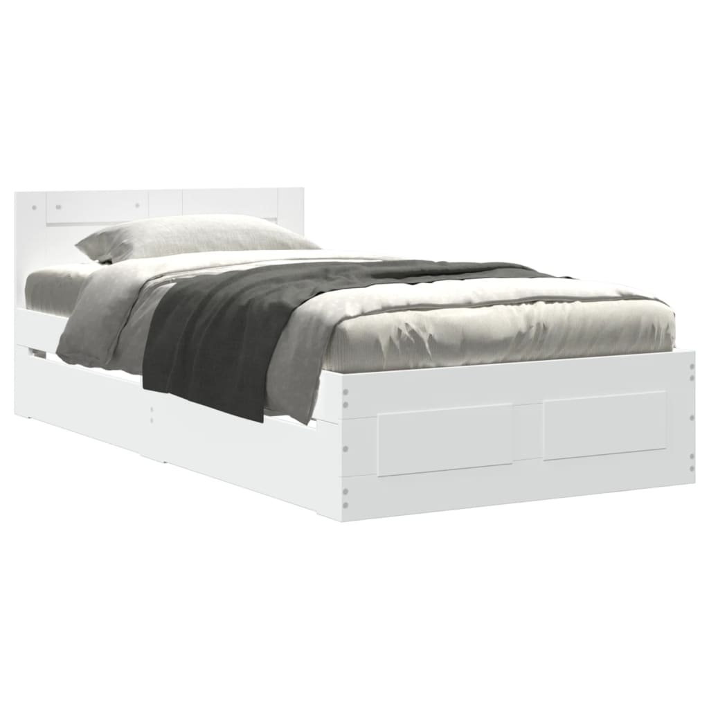 Bed Frame with Headboard without Mattress White 90x200 cm