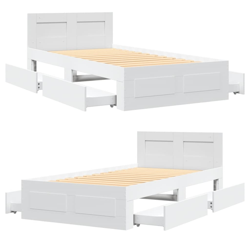 Bed Frame with Headboard without Mattress White 90x200 cm