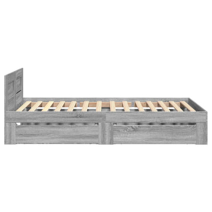 Bed Frame with Headboard without Mattress Grey Sonoma 75x190 cm Small Single