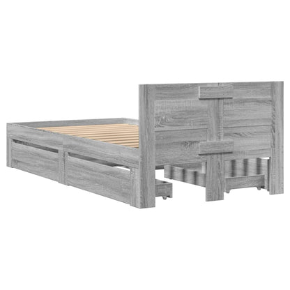 Bed Frame with Headboard without Mattress Grey Sonoma 75x190 cm Small Single