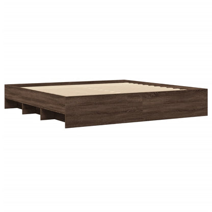 Bed Frame without Mattress Brown Oak 200x200 cm Engineered Wood