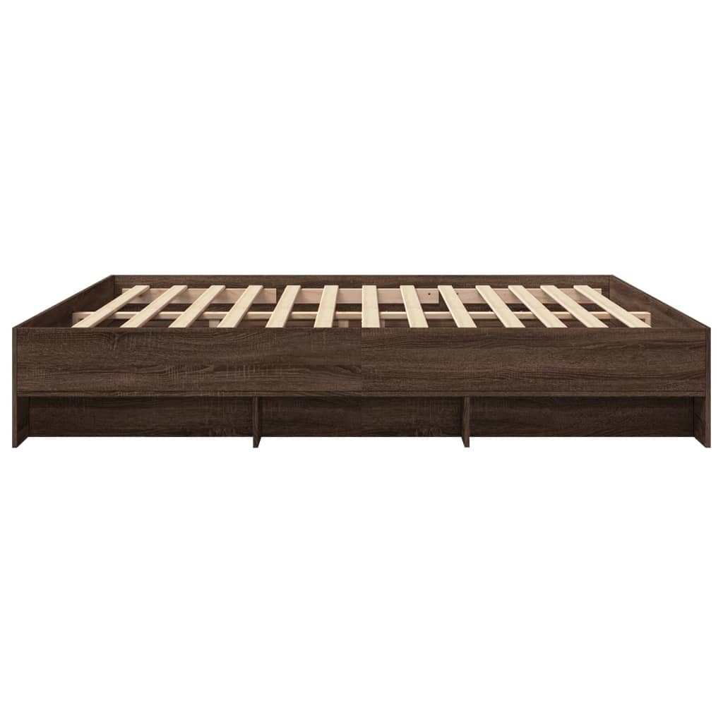 Bed Frame without Mattress Brown Oak 200x200 cm Engineered Wood