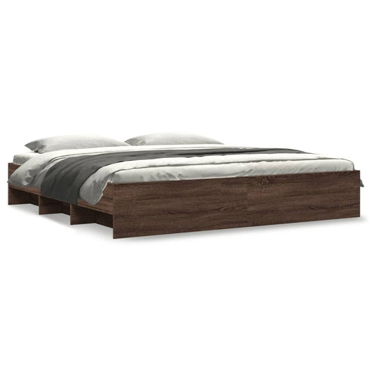 Bed Frame without Mattress Brown Oak 200x200 cm Engineered Wood