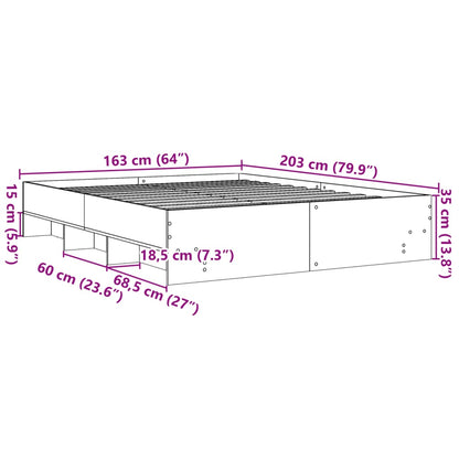 Bed Frame without Mattress Black 160x200 cm Engineered Wood