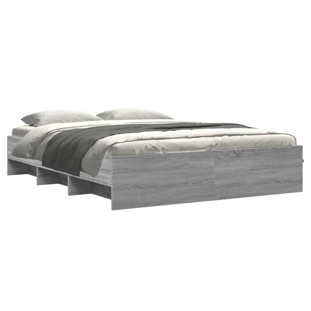 Bed Frame without Mattress Grey Sonoma 160x200 cm Engineered Wood