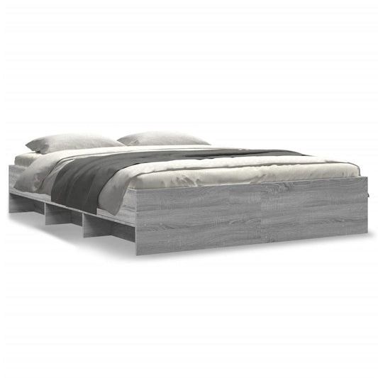 Bed Frame without Mattress Grey Sonoma 160x200 cm Engineered Wood