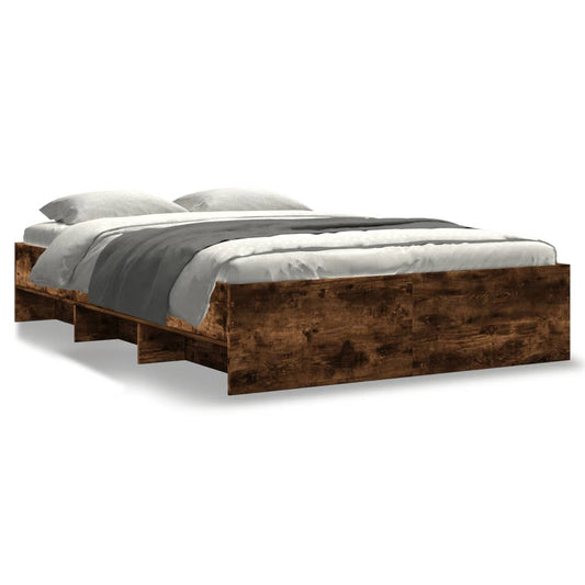 Bed Frame without Mattress Smoked Oak 140x200 cm Engineered Wood