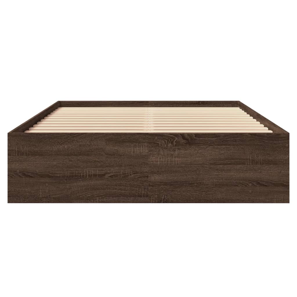 Bed Frame without Mattress Brown Oak 140x200 cm Engineered Wood