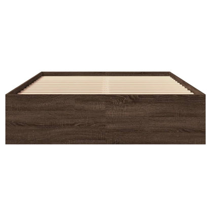 Bed Frame without Mattress Brown Oak 140x200 cm Engineered Wood