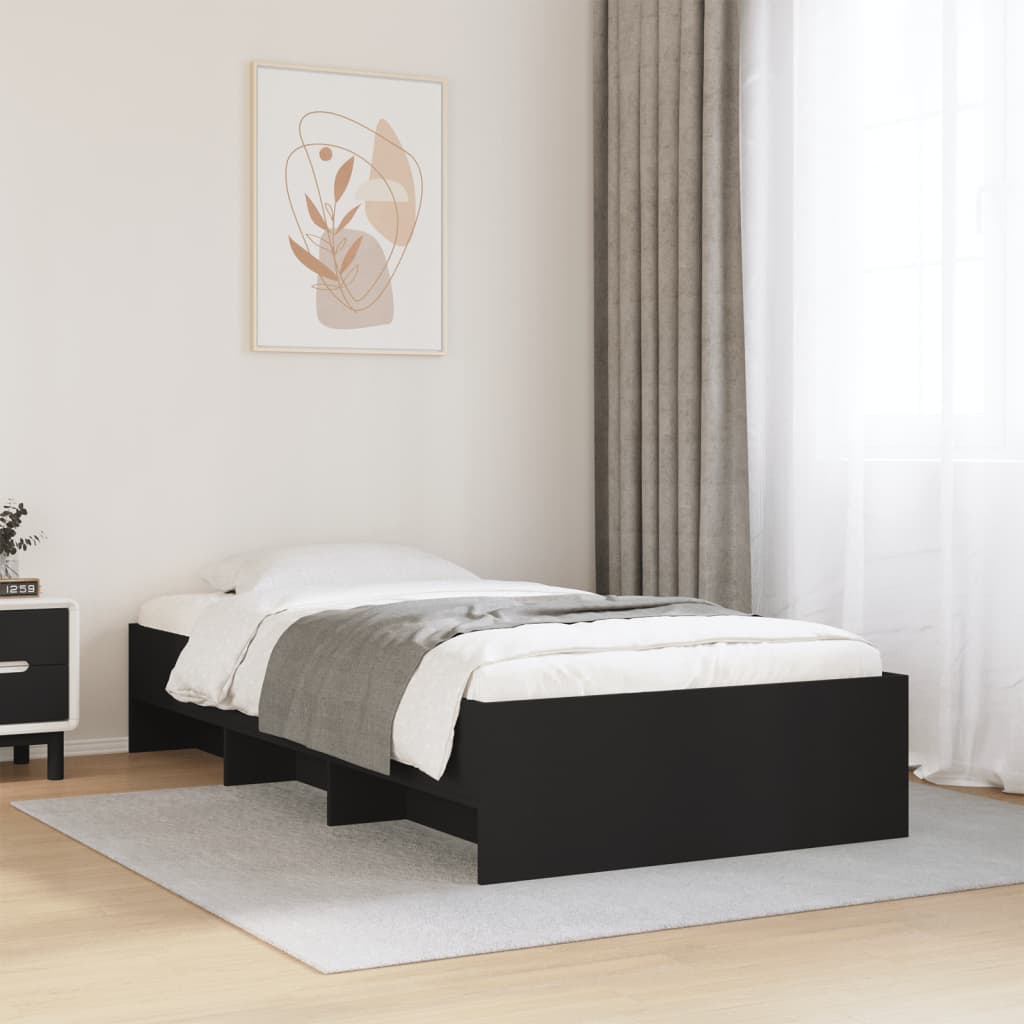 Bed Frame without Mattress Black 100x200 cm Engineered Wood