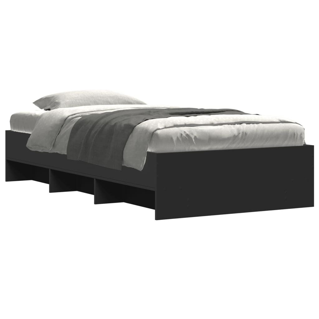 Bed Frame without Mattress Black 100x200 cm Engineered Wood