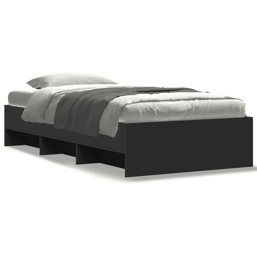 Bed Frame without Mattress Black 100x200 cm Engineered Wood