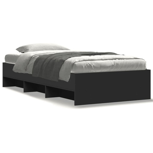 Bed Frame without Mattress Black 100x200 cm Engineered Wood
