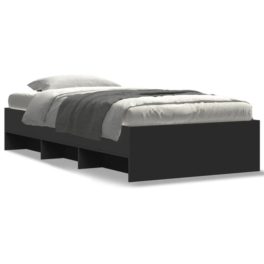 Bed Frame without Mattress Black 90x200 cm Engineered Wood