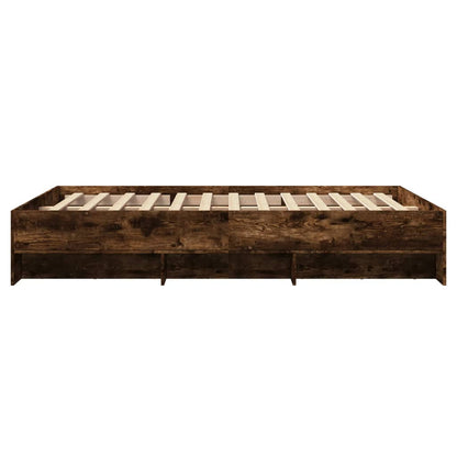 Bed Frame without Mattress Smoked Oak 140x190 cm Engineered Wood