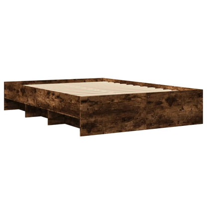 Bed Frame without Mattress Smoked Oak 140x190 cm Engineered Wood