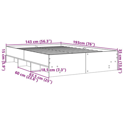 Bed Frame without Mattress Smoked Oak 140x190 cm Engineered Wood