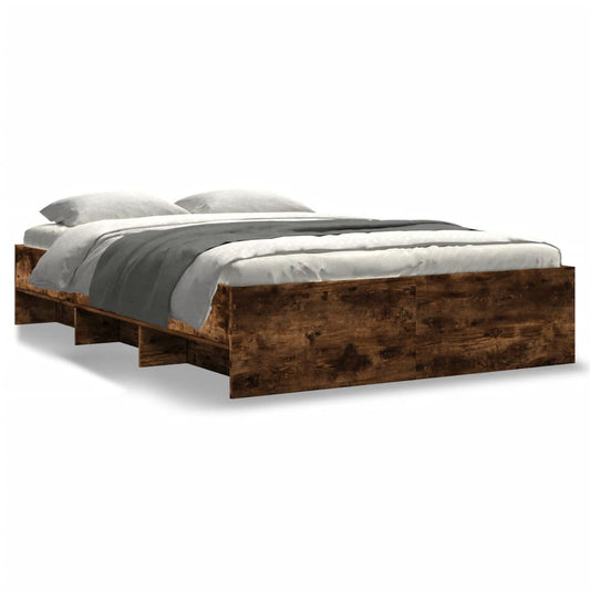 Bed Frame without Mattress Smoked Oak 140x190 cm Engineered Wood
